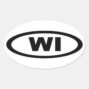 Wisconsin - Blatt mit 4 ovalen Aufklebern Ovaler Aufkleber