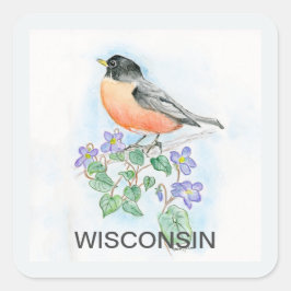 Wisconsin-Blume Quadratischer Aufkleber