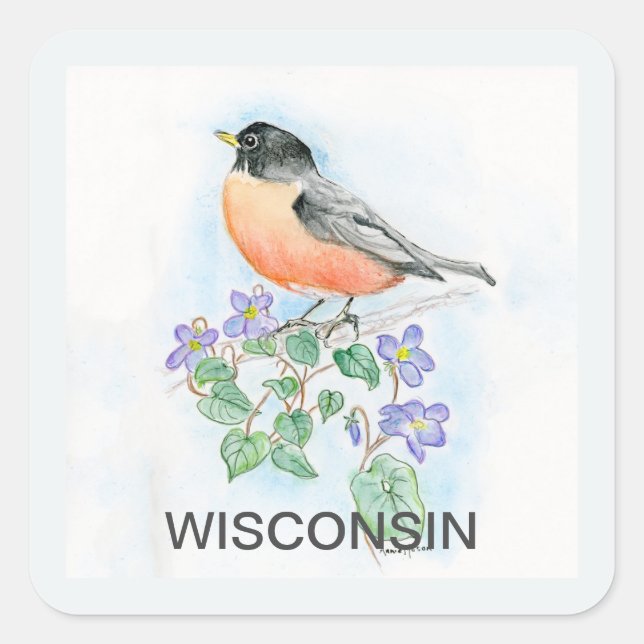 Wisconsin-Blume Quadratischer Aufkleber (Vorderseite)
