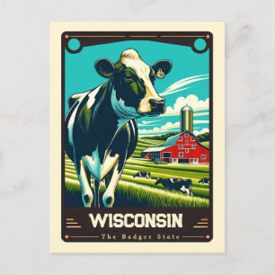 Wisconsin Carte postale Vintage Patriotic Spirit