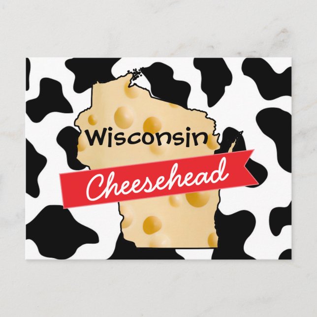 Wisconsin Cheesehead Cow Motif Carte postale (Devant)