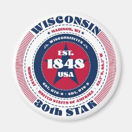 Wisconsin Circle Typografy Souvenir Magnet