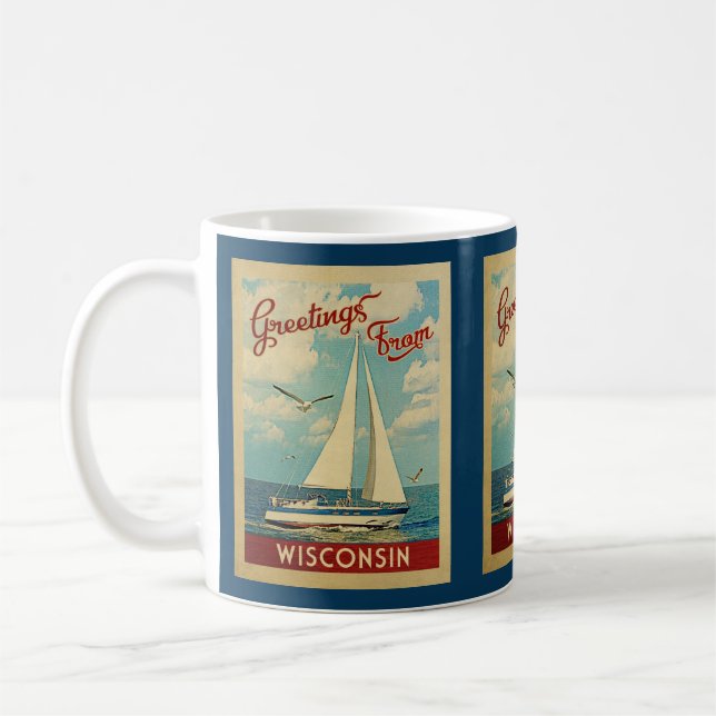 Wisconsin Coffee Tasse Sailboat Vintage Reise (Links)