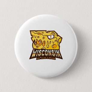 Wisconsin Dairy Bauern Block of Cheese Midwest Button