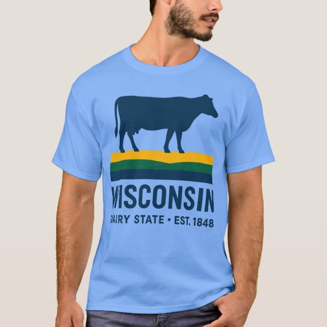 Wisconsin Dairy State Retro Cow T-Shirt (Vorderseite)
