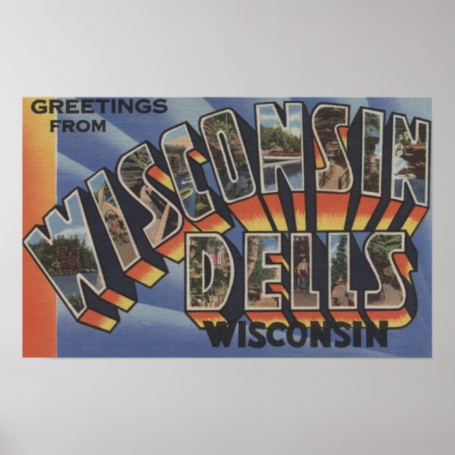 Wisconsin Dells, Wisconsin - Große Buchstabenszene Poster (Vorne)