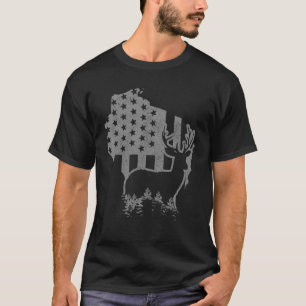 Wisconsin Elk Junting Staat Map US Flag Patriotic T-Shirt