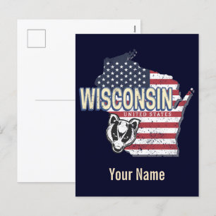 Wisconsin États-Unis Carte d'état Vintage USA