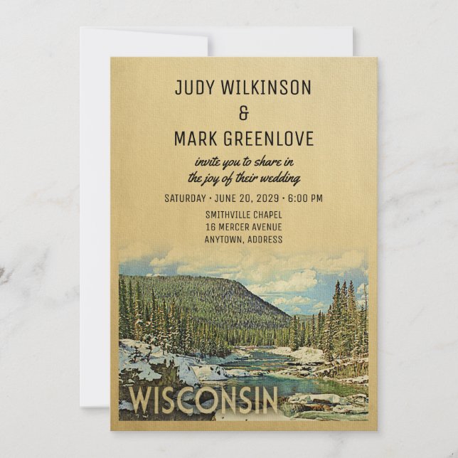 Wisconsin Faire-part de mariage nature Vintage (Devant)