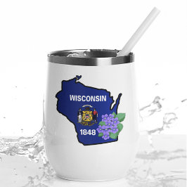 Wisconsin Flag & Blume Blue Violet Individuelle Na