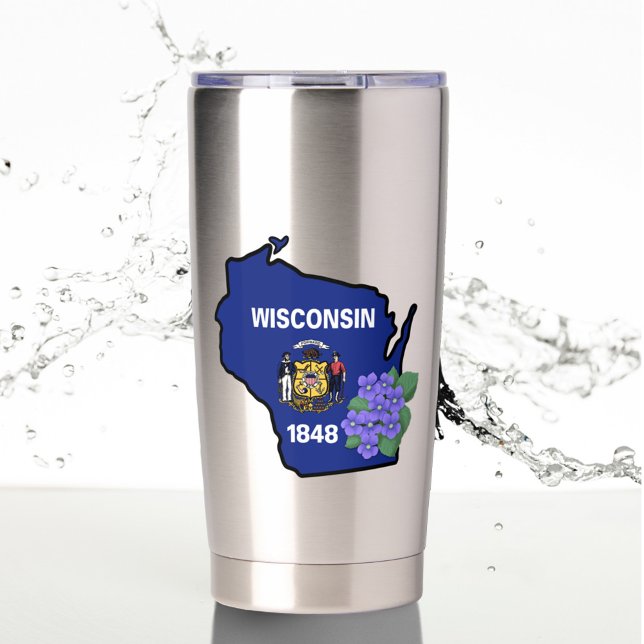 Wisconsin Flag & Blume Blue Violet Individuelle Na Thermobecher (Von Creator hochgeladen)