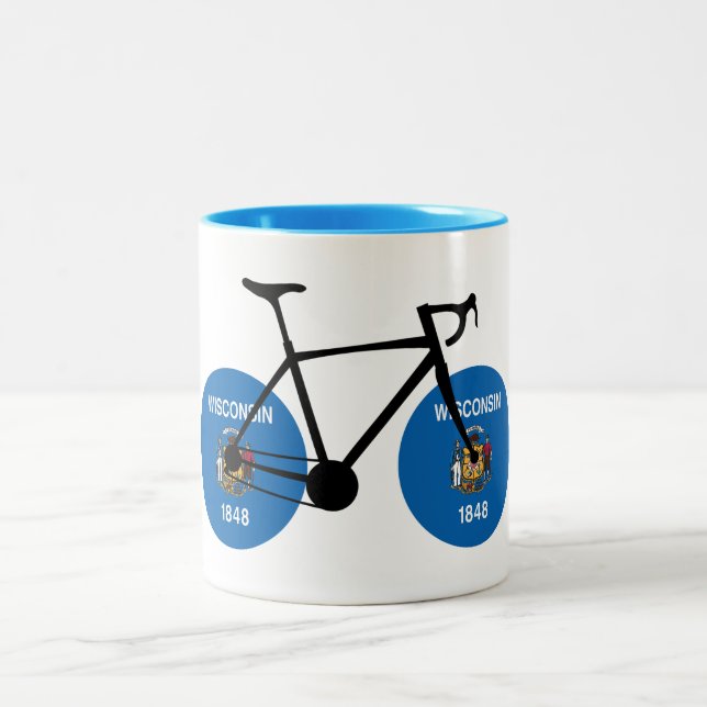 Wisconsin Flag Cycling Zweifarbige Tasse (Mittel)