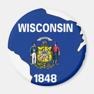 Wisconsin Flag Map Magnet