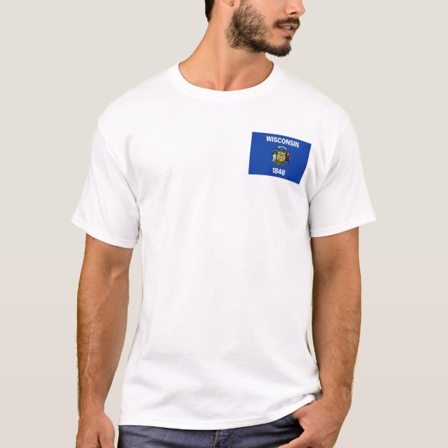 Wisconsin Flag + Map T - Shirts (Vorderseite)
