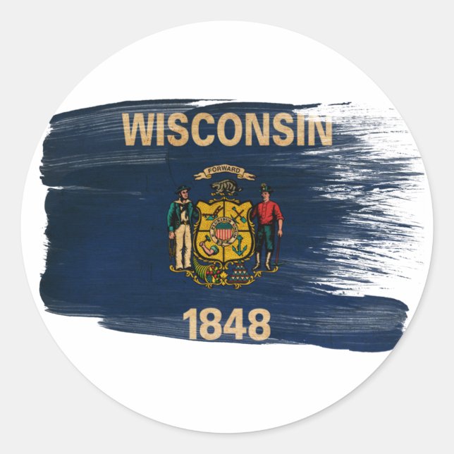Wisconsin-Flag Runder Aufkleber (Vorderseite)