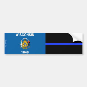 Wisconsin Flag & Thin Blue Line Autoaufkleber