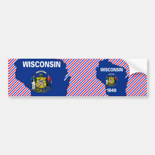 Wisconsin-Flaggen-Karte Autoaufkleber