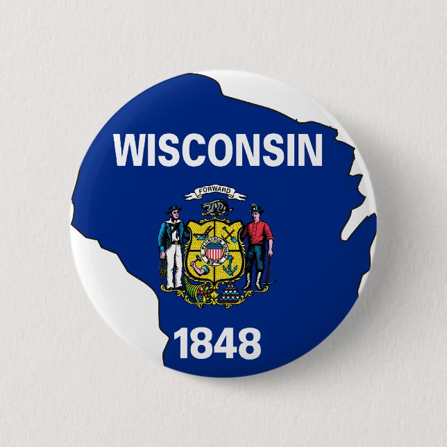 Wisconsin-Flaggen-Karte Button (Vorderseite)