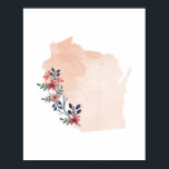 Wisconsin Floral Watercolor Staat Poster<br><div class="desc">Wisconsin Floral Watercolor Staat</div>