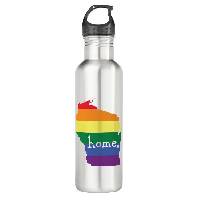 Wisconsin-Gay Pride| Karte der Zuhause Edelstahlflasche (Vorderseite)