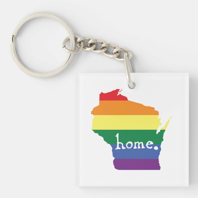 Wisconsin-Gay Pride| Karte der Zuhause Schlüsselanhänger (Vorderseite)
