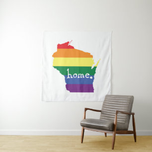 Wisconsin-Gay Pride  Karte der Zuhause Wandteppich