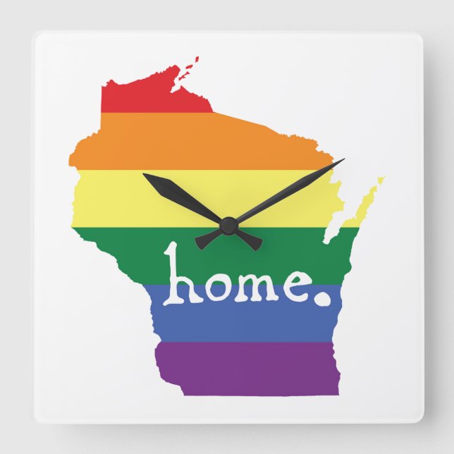Wisconsin Gay Pride | Karte des Zuhause Quadratische Wanduhr (Vorderseite)