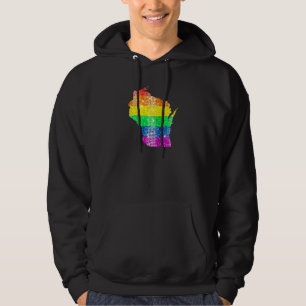 Wisconsin Gay Staatsstolz Rainbow Flag Map Gay Les Hoodie