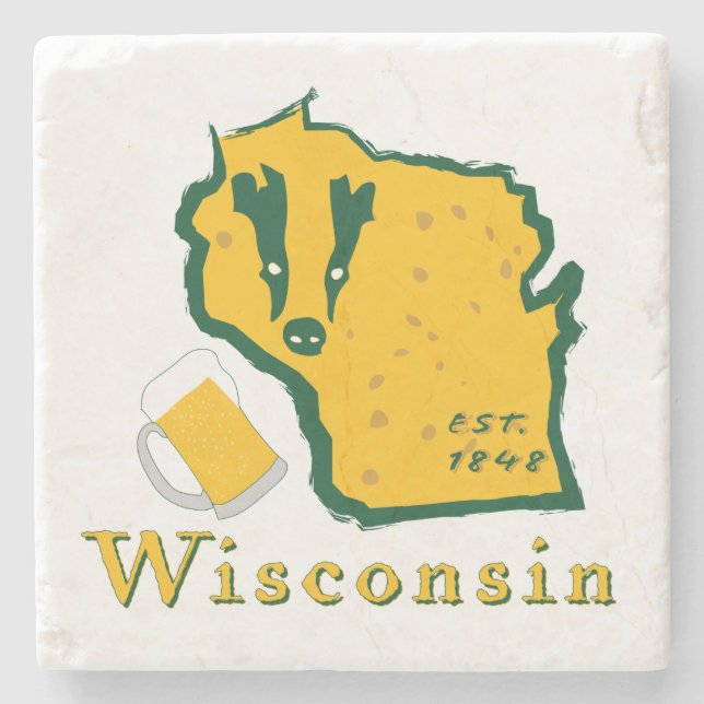 Wisconsin-Getränk-Untersetzer Steinuntersetzer (Vorderseite)