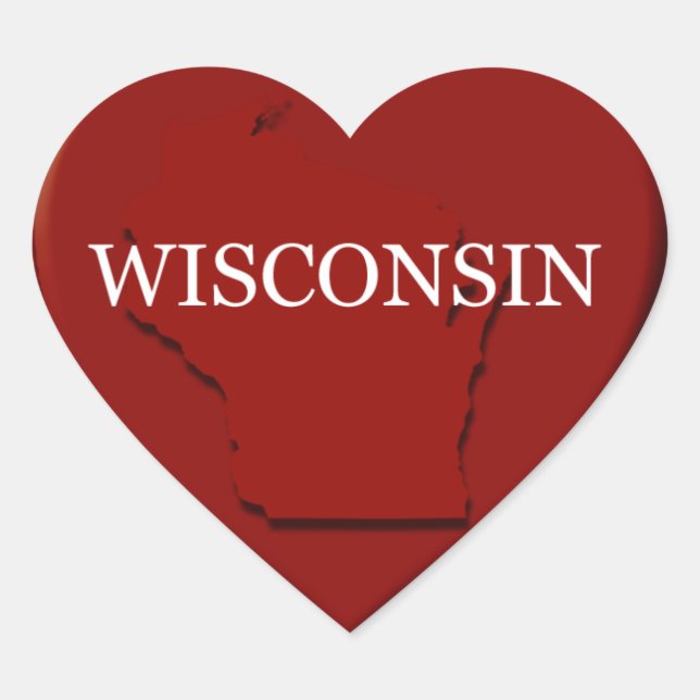 Wisconsin Heart Map Design Sticker (Vorderseite)