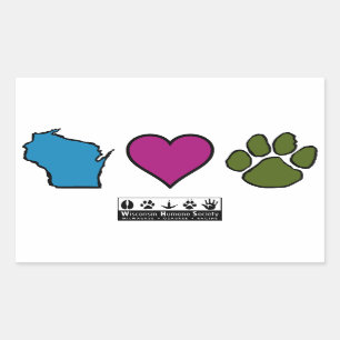 Wisconsin Hearts Animals Rechteckiger Aufkleber