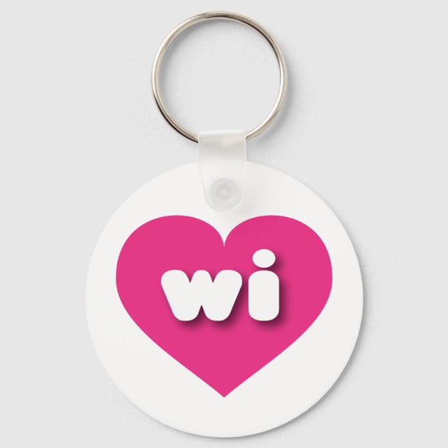 Wisconsin - heißen rosa Herz - I Liebe wi Schlüsselanhänger (Vorderseite)
