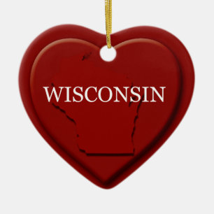 Wisconsin Herzkarte Weihnachtsdekoration Keramikornament