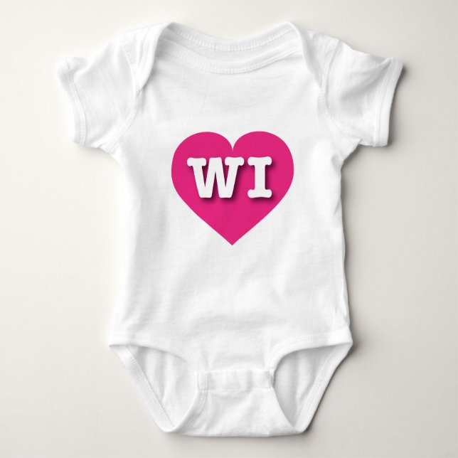 Wisconsin Hot Pink Heart - I Liebe WI Baby Strampler (Vorderseite)