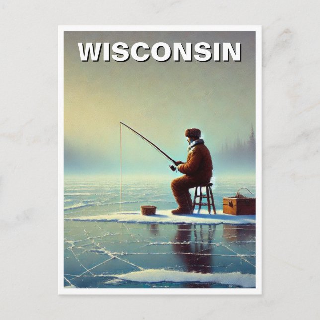 Wisconsin Ice Fishing Postkarte (Vorderseite)