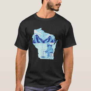 Wisconsin Ice Fishing Staat Karte für Fischerei T-Shirt
