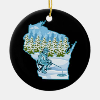 Wisconsin Ice Fishing Staat Keramik Ornament