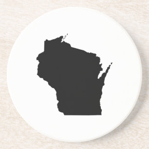 Wisconsin in Schwarz Sandstein Untersetzer