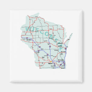 Wisconsin Interstate Map Magnet