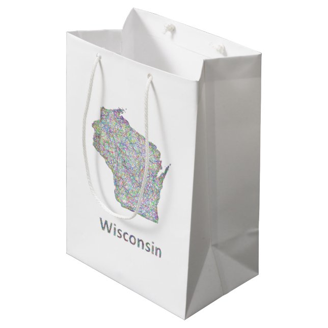 Wisconsin-Karte Mittlere Geschenktüte (Vorderseite Schrägansicht)