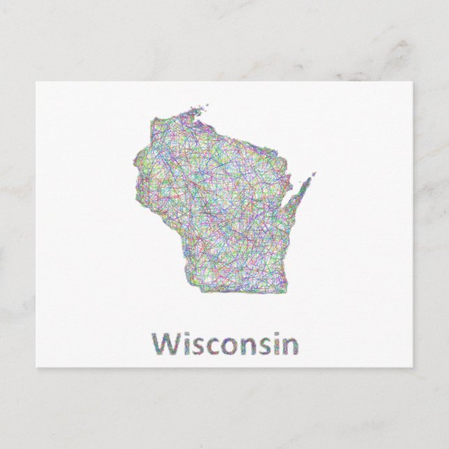 Wisconsin-Karte Postkarte (Vorderseite)