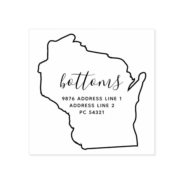 Wisconsin-Karte Rücksendeadresse Gummistempel (Prägung)