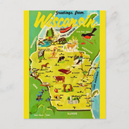 Wisconsin Karte Vintage Postkarte