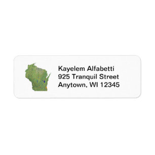 Wisconsin-Karten-Rücksendeadresse-Aufkleber
