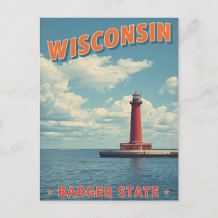 Wisconsin Leuchtturm Vintage Postkarte