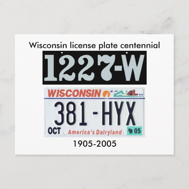 Wisconsin License Plate Centennial Postkarte (Vorderseite)
