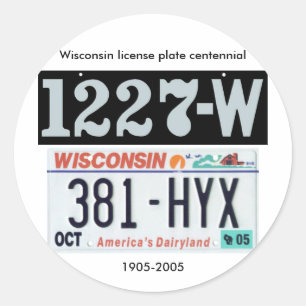 Wisconsin License Plate Centennial Runder Aufkleber