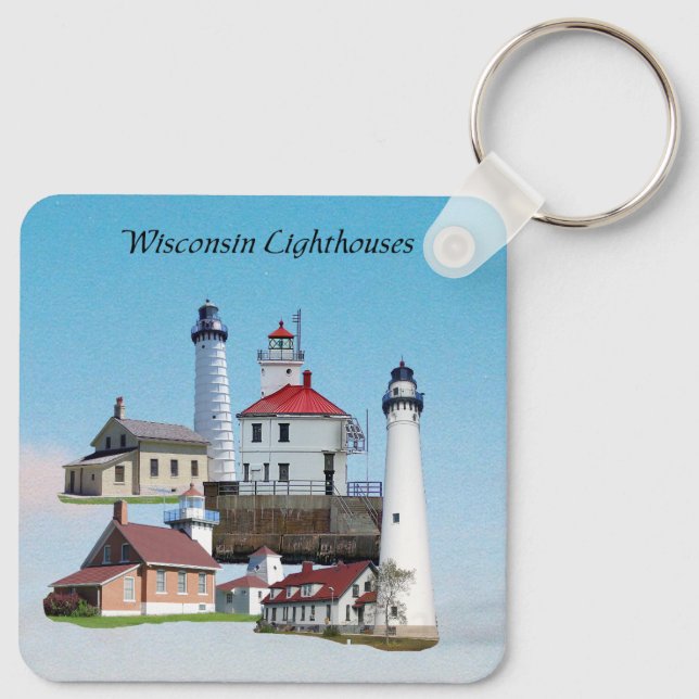 Wisconsin Lighthouses Metallschlüsselkette Schlüsselanhänger (Rückseite)