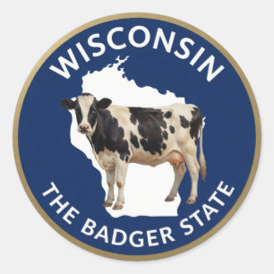 Wisconsin-Milchkuh-Emblem 🐄 Runder Aufkleber