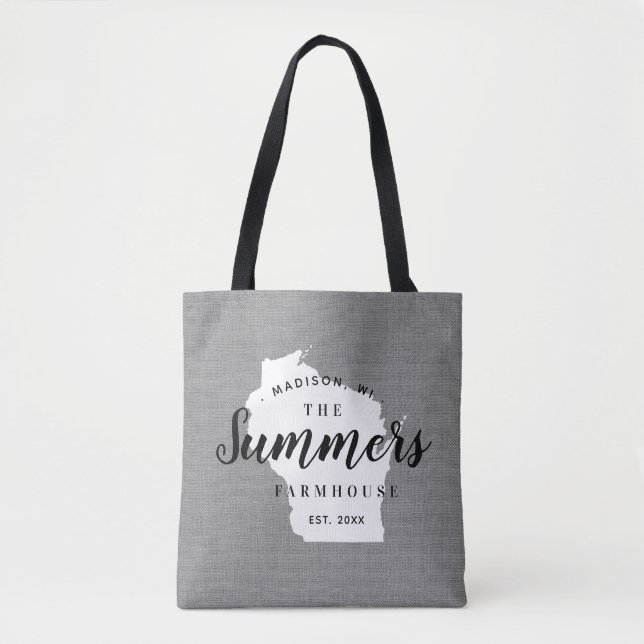 Wisconsin Monogram Staat Tote Bag Tasche (Vorderseite)